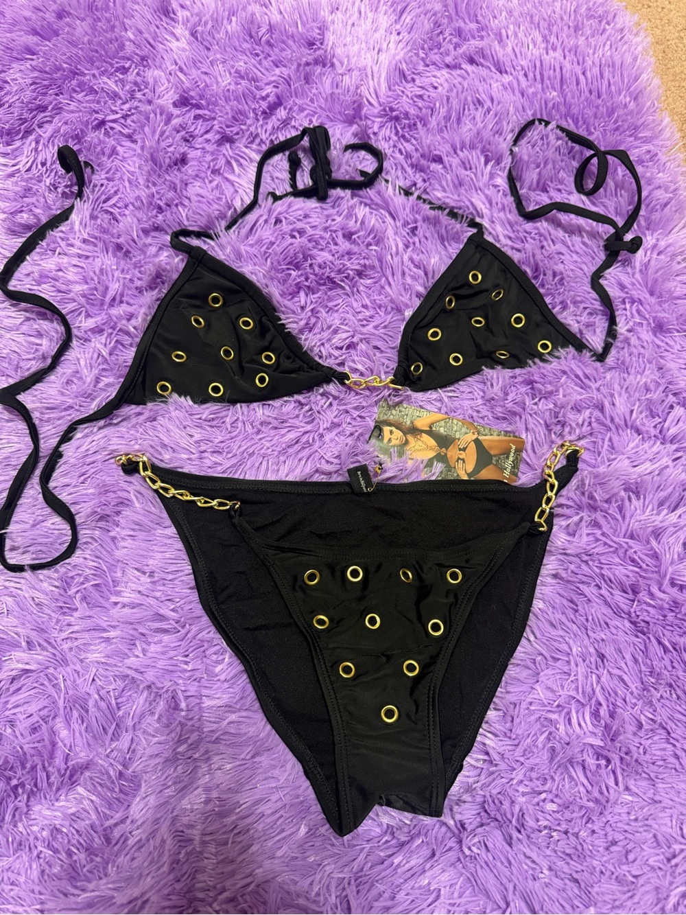 New small black Forplay bikini swimsuit y2k emo goth festival rave gothic punk